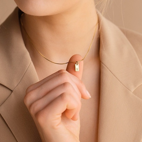Gold Vermeil Letter R Pendant Necklace*Sterling Silver S925*Initial Letter*DD - Picture 3 of 5